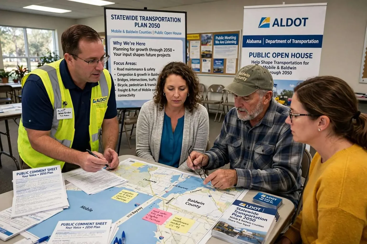 Illustration for the news story: ALDOT Wants Local Voices in the Road Plan That Will Shape Mobile and Baldwin Through 2050