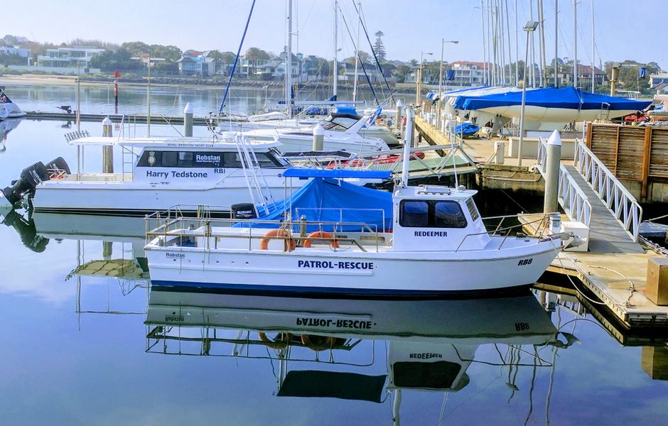 Marine patrol rescue boat on open water