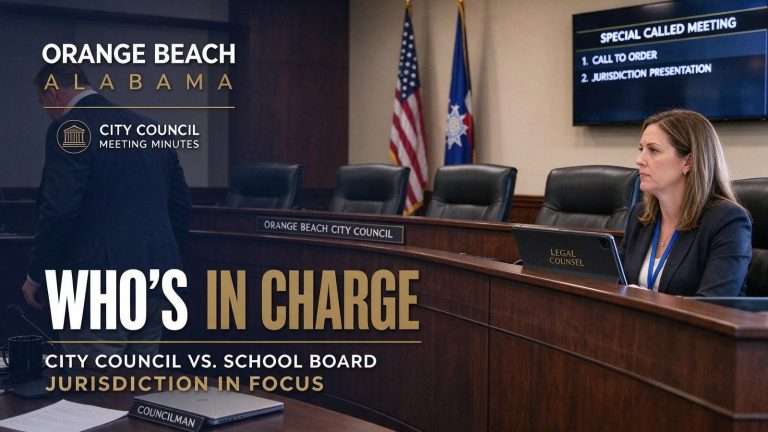 Illustration for the news story: An Orange Beach Councilman Stepped Out of a Meeting, and Now the School Board’s Lawyer Wants to Talk About Who’s In Charge of What