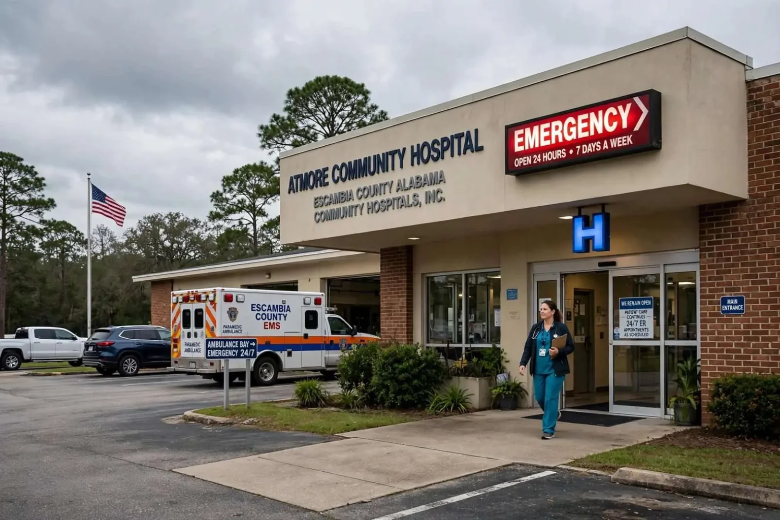 Illustration for the news story: Atmore’s Only Hospital Enters Chapter 11 Restructuring While Emergency Room Stays Open Around the Clock