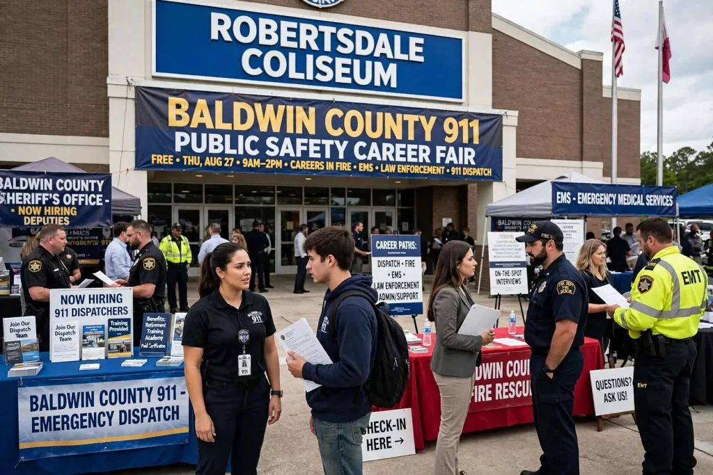 Illustration for the news story: Baldwin County 911 to Host Public Safety Career Fair at Robertsdale Coliseum