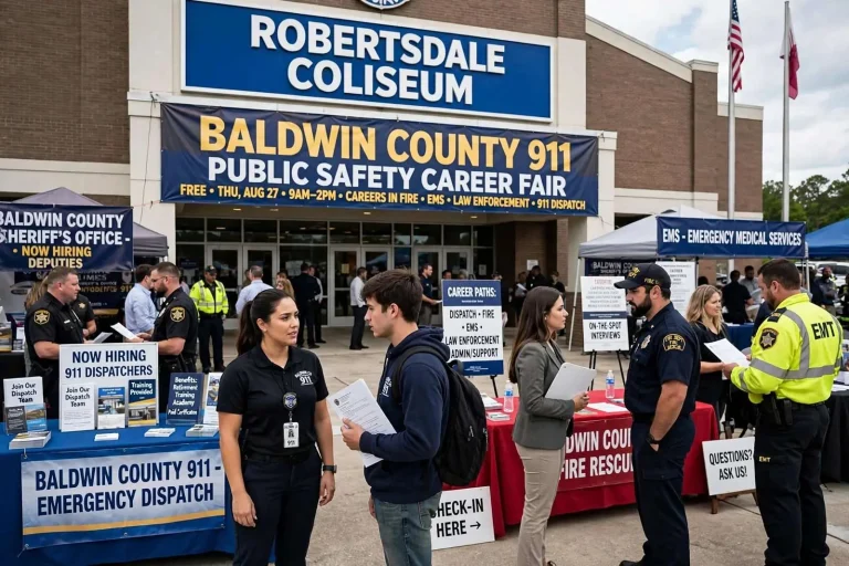 Illustration for the news story: Baldwin County 911 to Host Public Safety Career Fair at Robertsdale Coliseum
