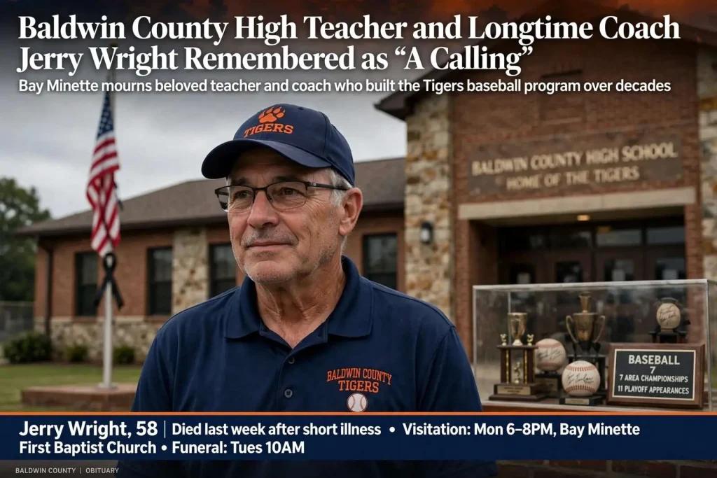 Illustration for the news story: Baldwin County High Teacher and Longtime Coach Jerry Wright Remembered as “A Calling”