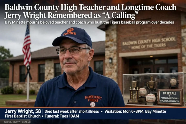 Illustration for the news story: Baldwin County High Teacher and Longtime Coach Jerry Wright Remembered as “A Calling”