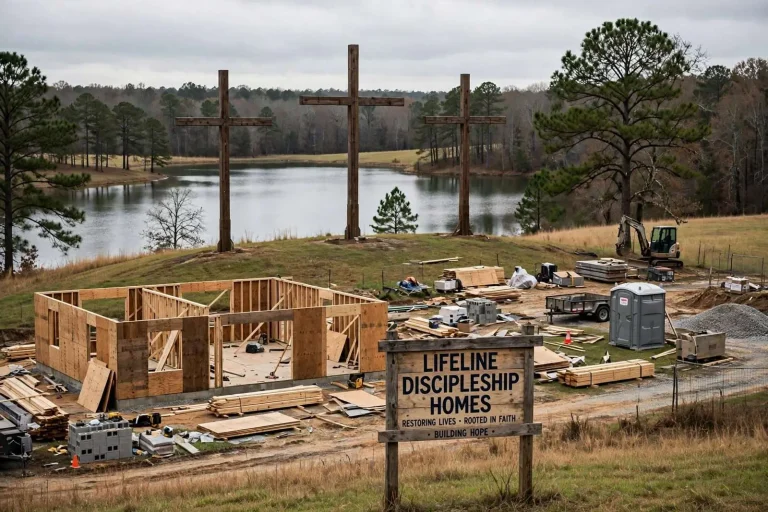 Illustration for the news story: Baldwin County Ministry Builds ‘Discipleship Homes’ to Help Men Battling Addiction