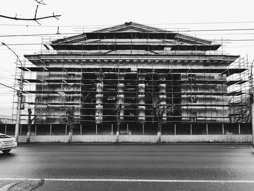Construction and renovation work underway at a school building