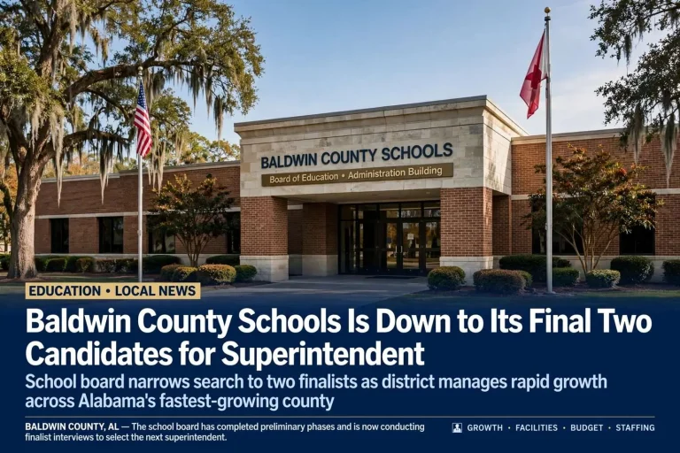 Illustration for the news story: Baldwin County Schools Is Down to Its Final Two Candidates for Superintendent