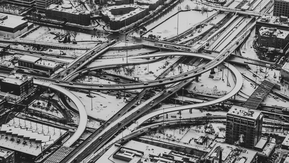 Highway interchange representing regional transportation planning