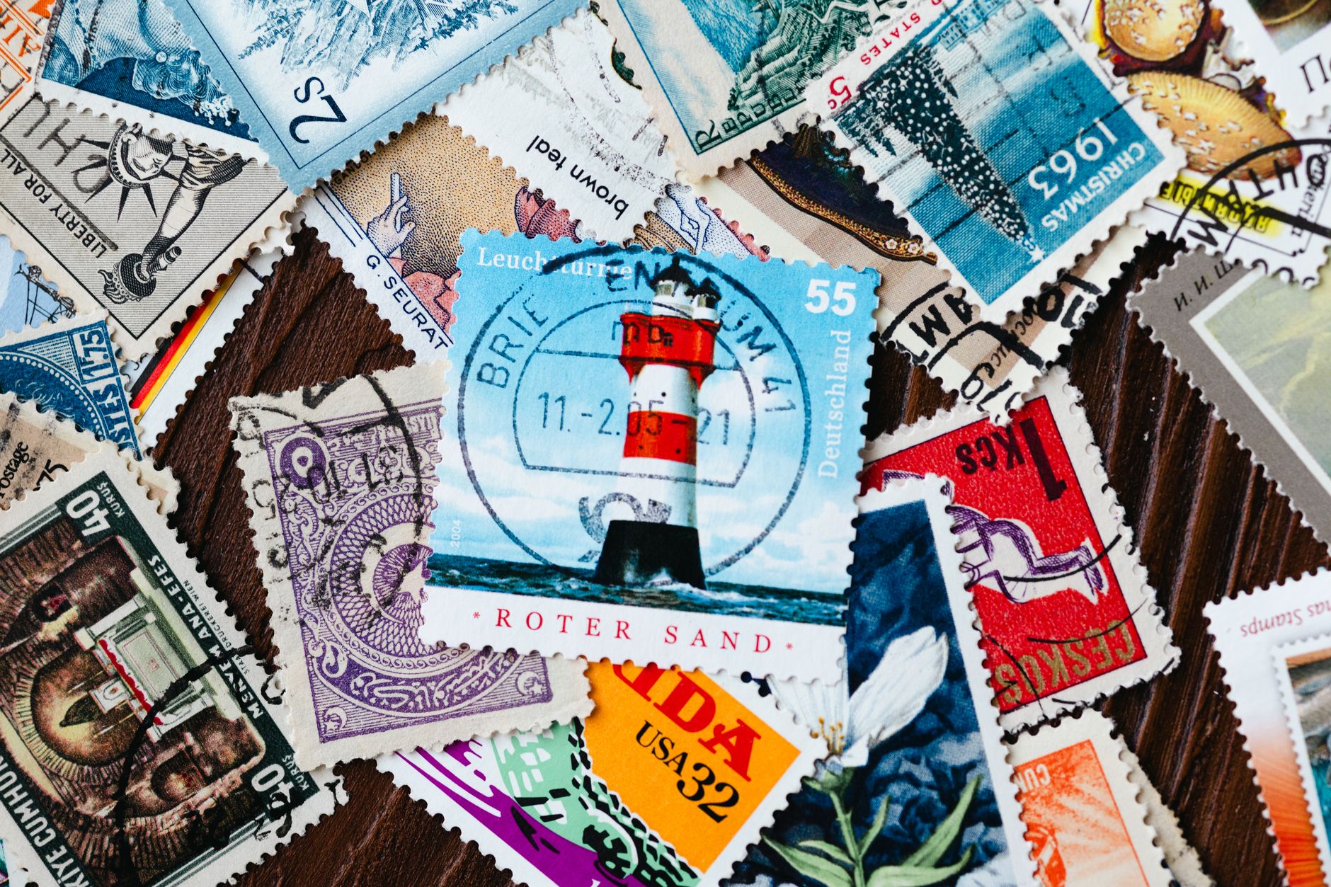 A commemorative postage stamp on an envelope