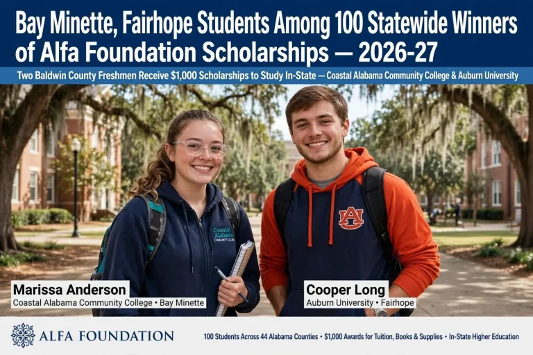 Illustration for the news story: Bay Minette, Fairhope Students Among 100 Statewide Winners of Alfa Foundation Scholarships
