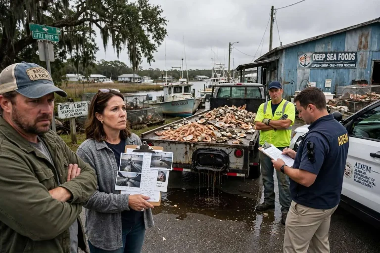 Illustration for the news story: Bayou La Batre Odor Complaints Spark Fresh Clash Between Residents and Seafood Industry