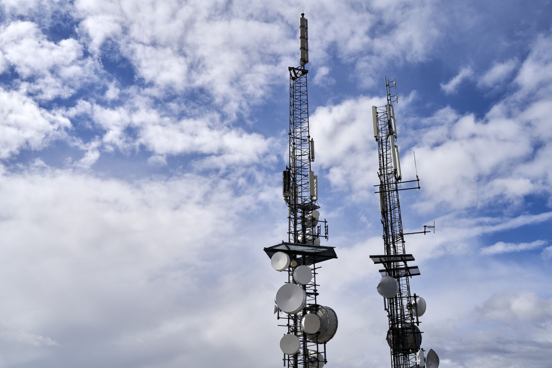 A radio broadcast tower at dusk