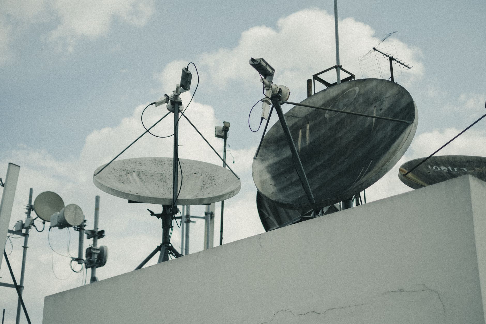 A television broadcast tower against the sky