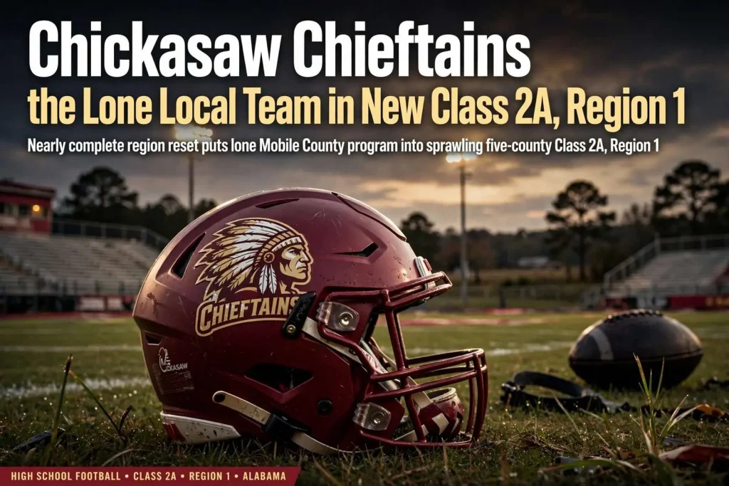 Illustration for the news story: Chickasaw Chieftains the Lone Local Team in New Class 2A, Region 1