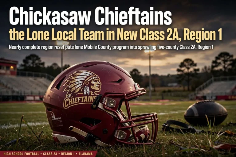 Illustration for the news story: Chickasaw Chieftains the Lone Local Team in New Class 2A, Region 1