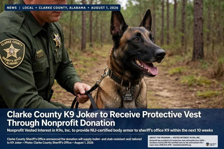 Illustration for the news story: Clarke County K9 Joker to Receive Protective Vest Through Nonprofit Donation