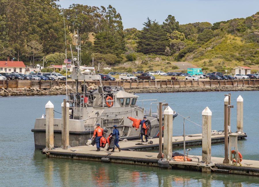 Coast Guard rescue vessel on coastal waters