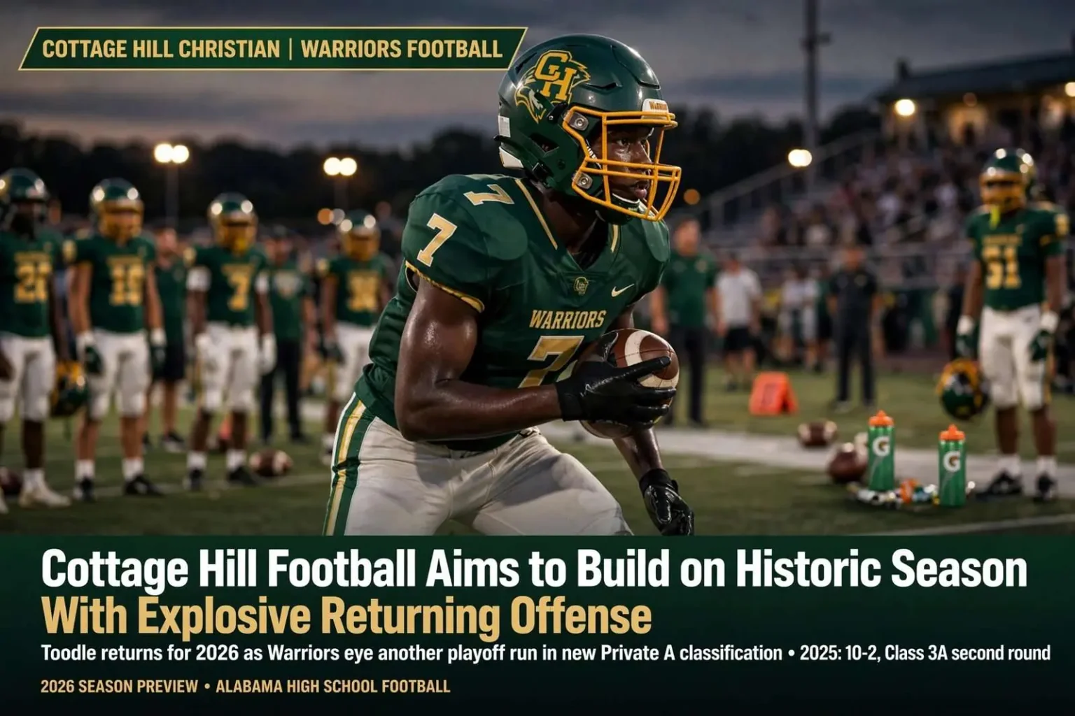 Illustration for the news story: Cottage Hill Football Aims to Build on Historic Season With Explosive Returning Offense
