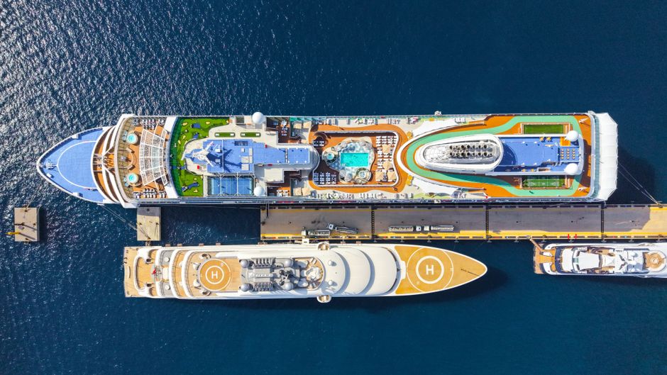 Cruise ship docked at a port terminal similar to Mobile's Alabama Cruise Terminal