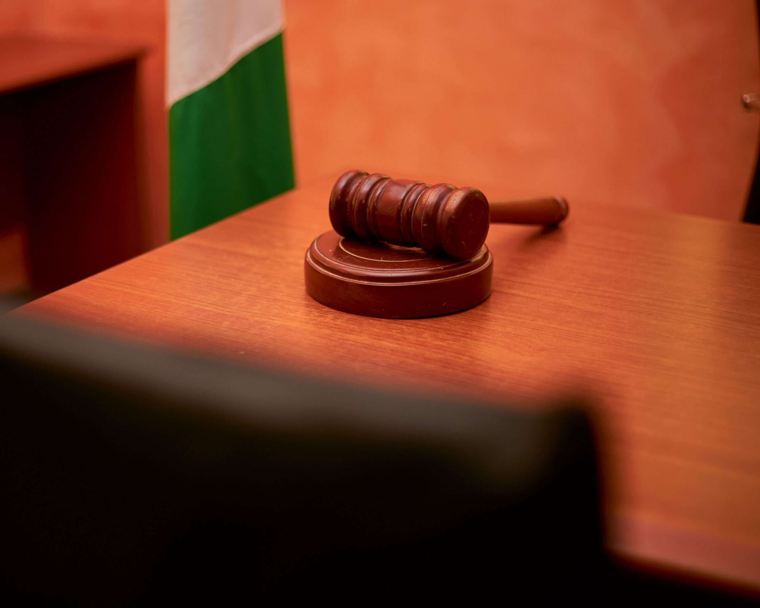 A gavel resting on a courtroom desk, representing the federal prosecution of former Alabama Gov. Don Siegelman