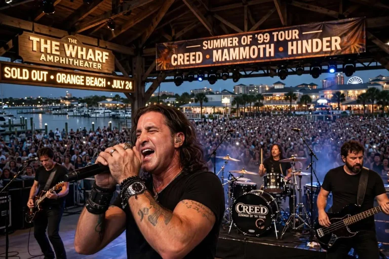 Illustration for the news story: Creed Packs The Wharf Amphitheater for Sold-Out Orange Beach Stop on ‘Summer of ’99’ Tour