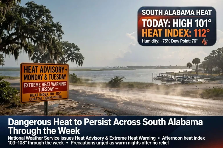 Illustration for the news story: Dangerous Heat to Persist Across South Alabama Through the Week