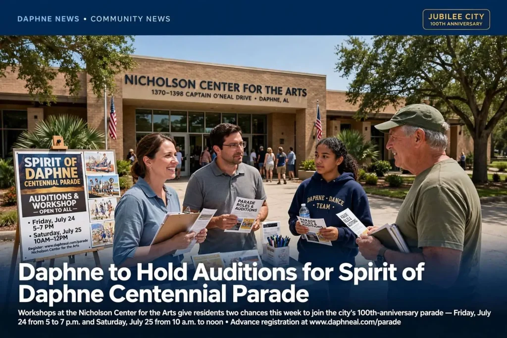 Illustration for the news story: Daphne to Hold Auditions for Spirit of Daphne Centennial Parade