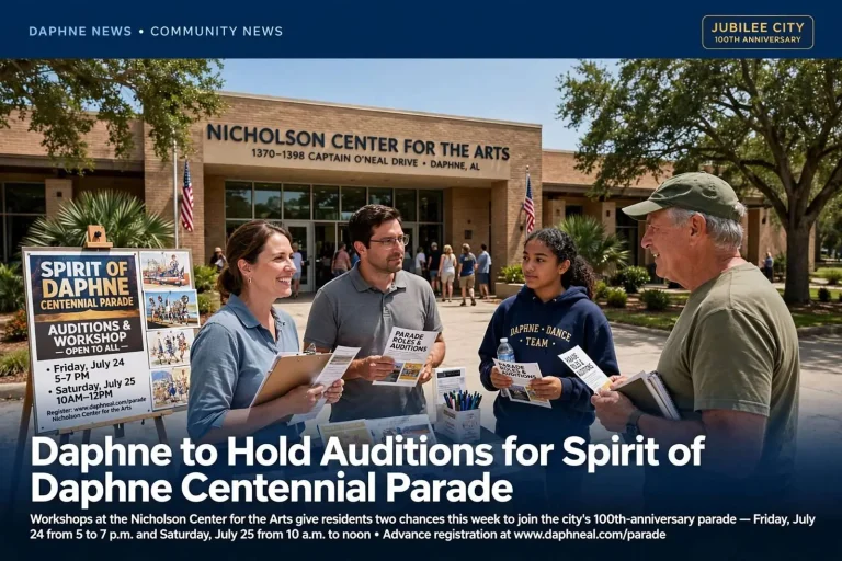 Illustration for the news story: Daphne to Hold Auditions for Spirit of Daphne Centennial Parade