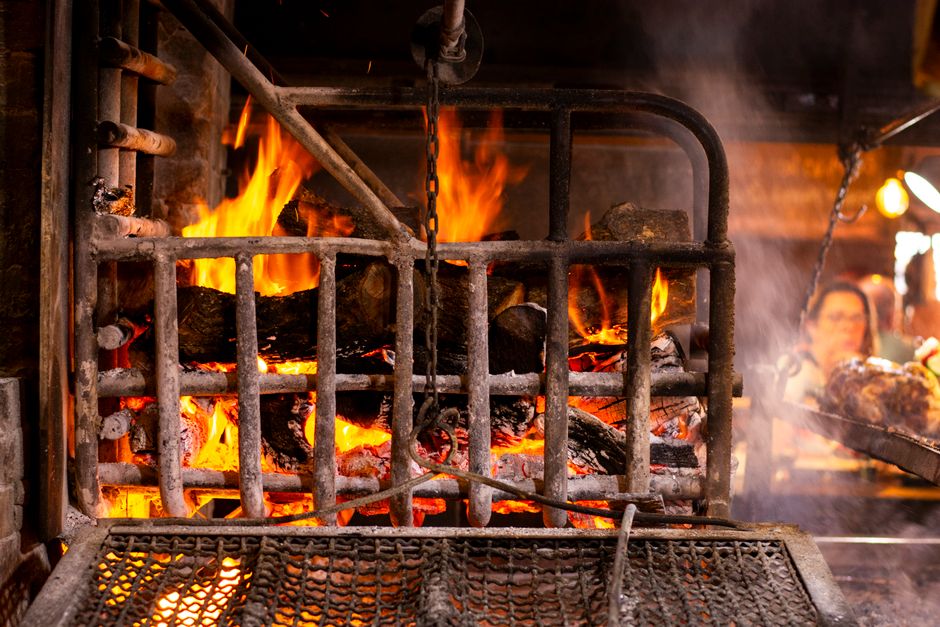A restaurant building damaged by fire