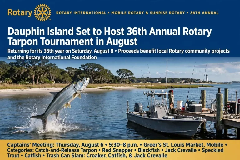 Illustration for the news story: Dauphin Island Set to Host 36th Annual Rotary Tarpon Tournament in August