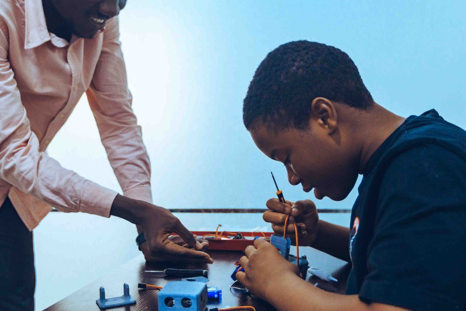 Teenagers participating in a community center youth outreach program