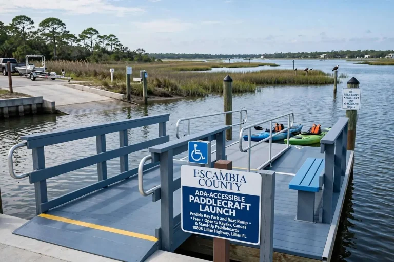 Illustration for the news story: Escambia County Opens New ADA-Accessible Kayak and Canoe Launch at Perdido Bay Park