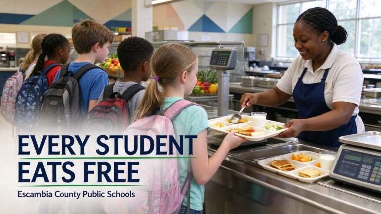 Illustration for the news story: Every Student in Escambia County’s Public Schools Will Eat Free This Year Under a Federal Nutrition Program