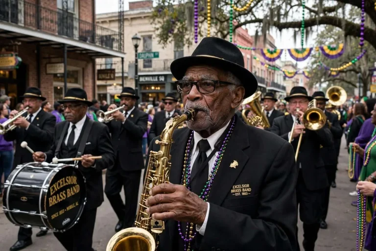 Illustration for the news story: Excelsior Brass Band Named Mobile’s Best Brass Band Again, 143 Years Into Its Mardi Gras Run