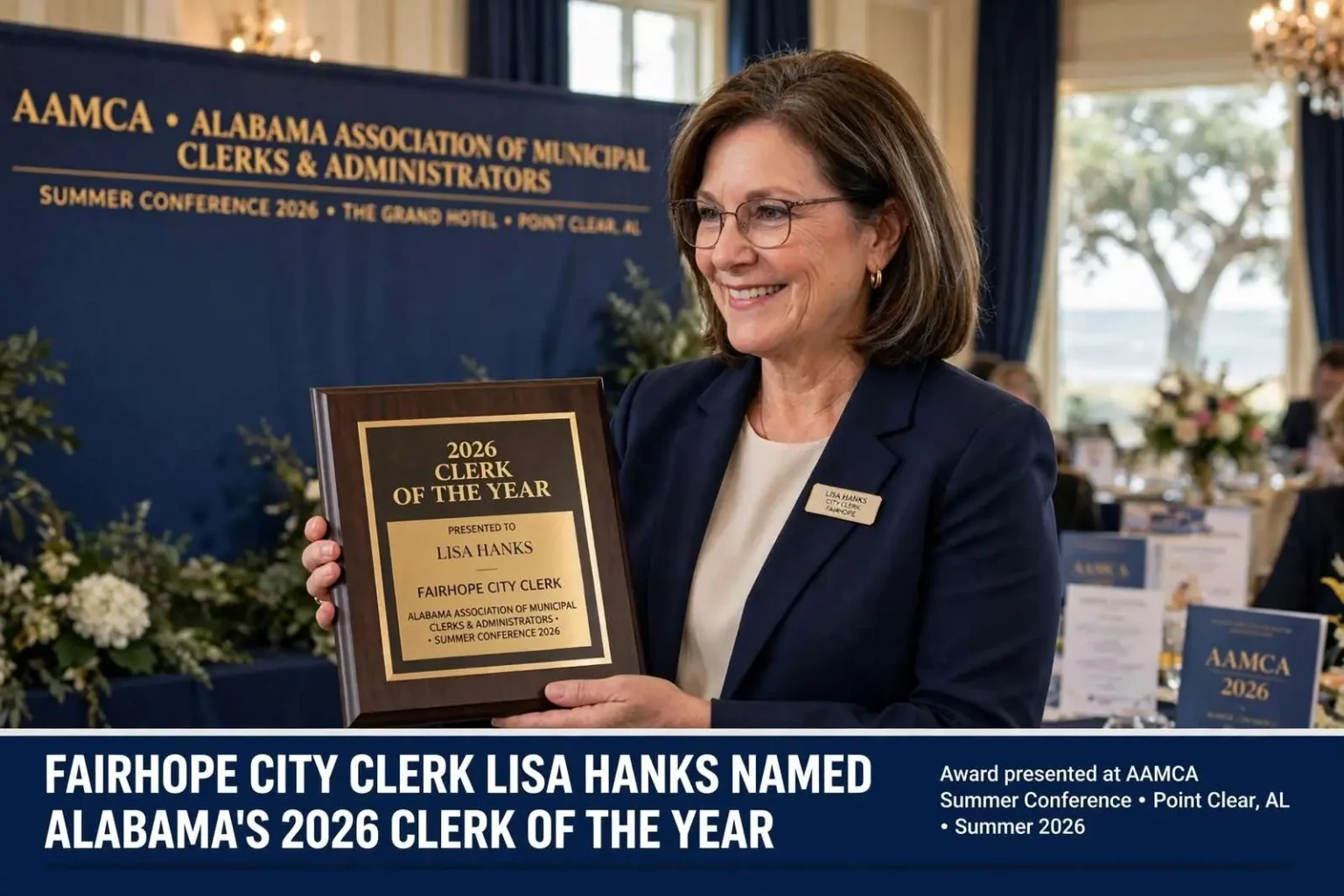 Illustration for the news story: Fairhope City Clerk Lisa Hanks Named Alabama’s 2026 Clerk of the Year