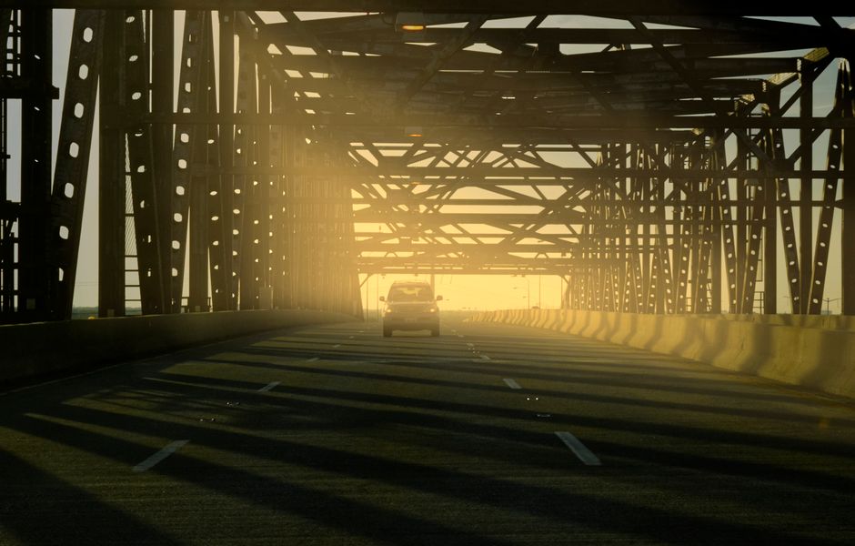 Empty interstate highway during early morning hours