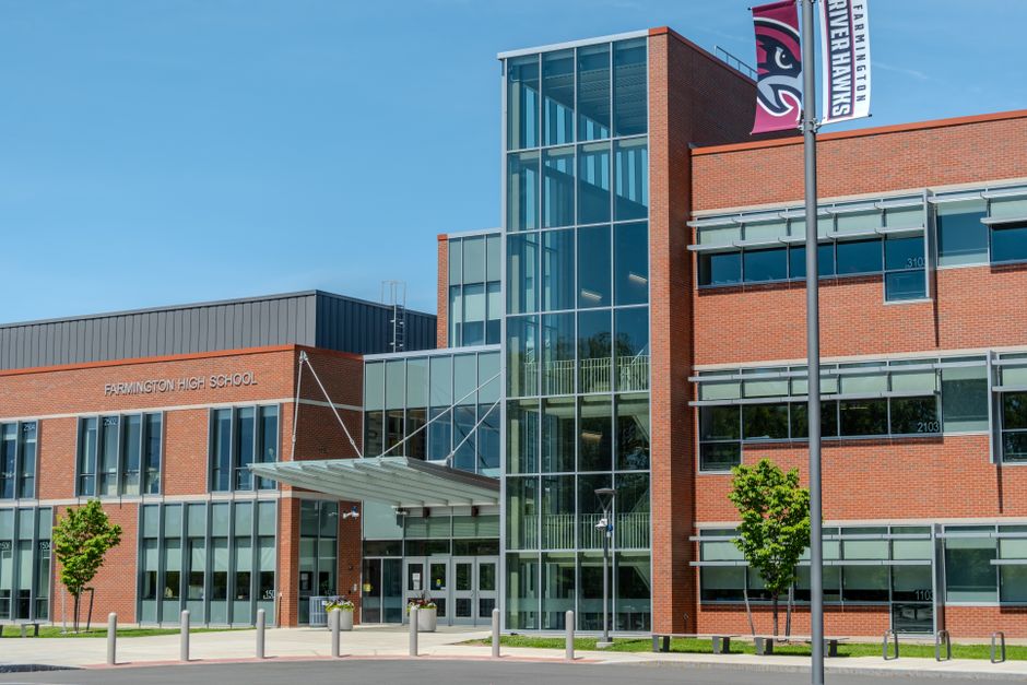 Exterior view of a high school campus building