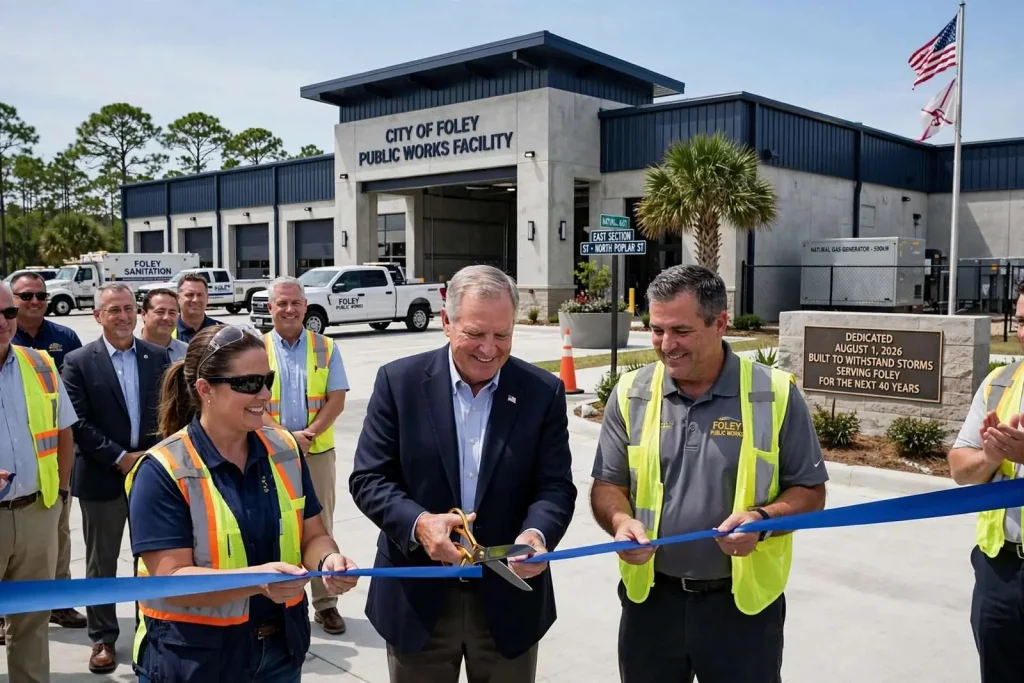 Illustration for the news story: Foley Opens New Public Works Facility Built to Withstand Storms and Support Decades of Growth