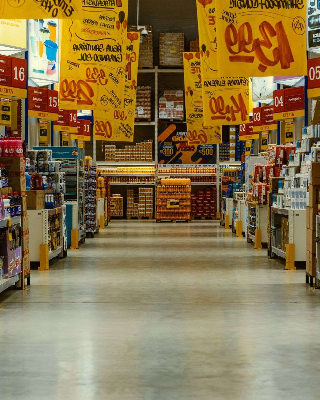 Interior aisle of a bulk warehouse retail store similar to the new Foley location