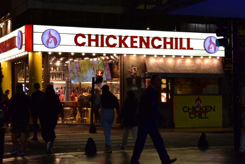 Exterior of a fast casual chicken finger restaurant building