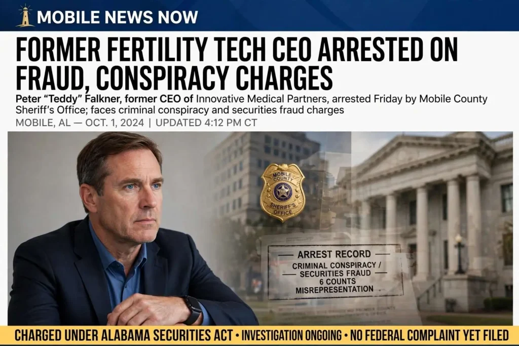 Illustration for the news story: Former Fertility Tech CEO Peter Falkner Arrested on Fraud, Conspiracy Charges