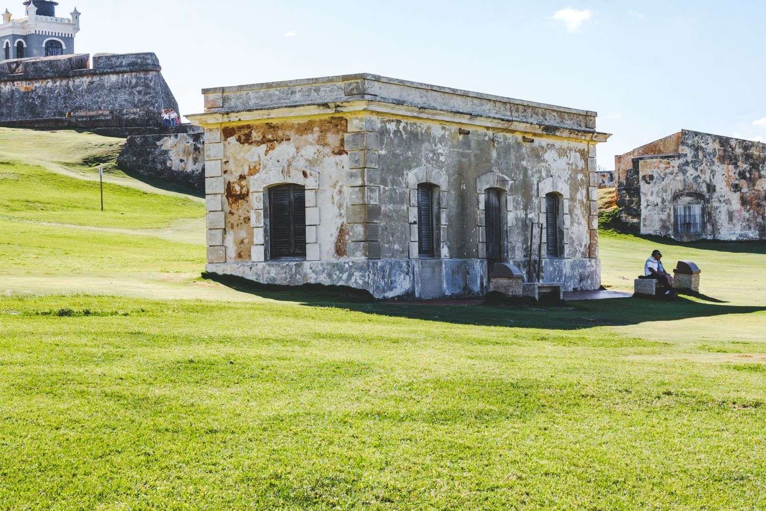 Brick walls and cannon of a historic colonial-era fort