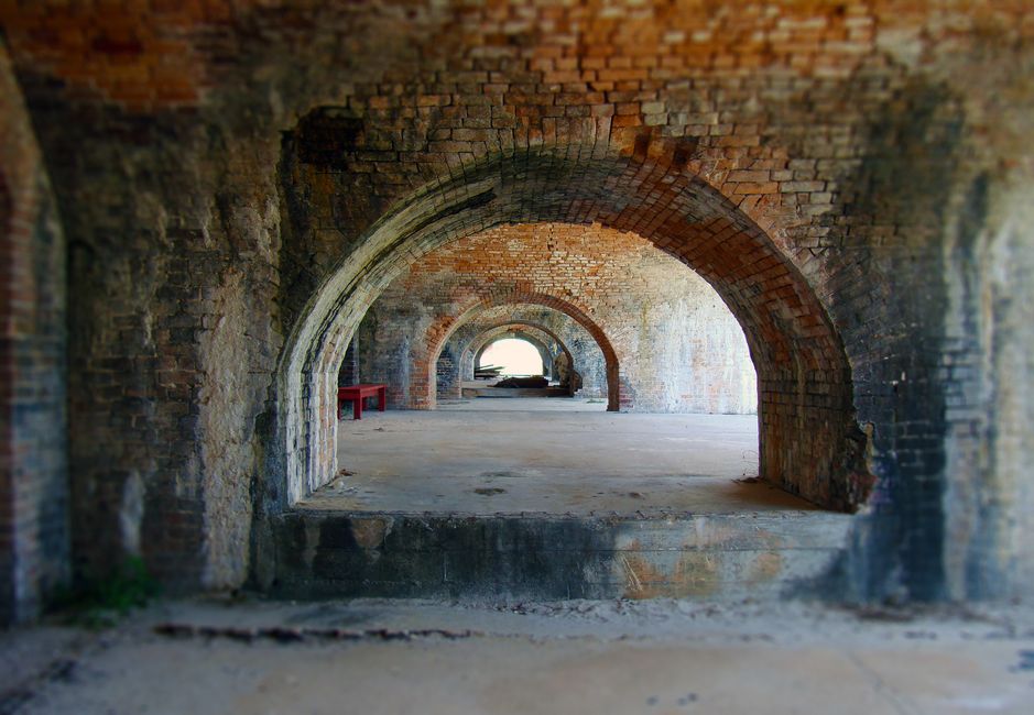 The brick ramparts of Fort Morgan guarding the mouth of Mobile Bay