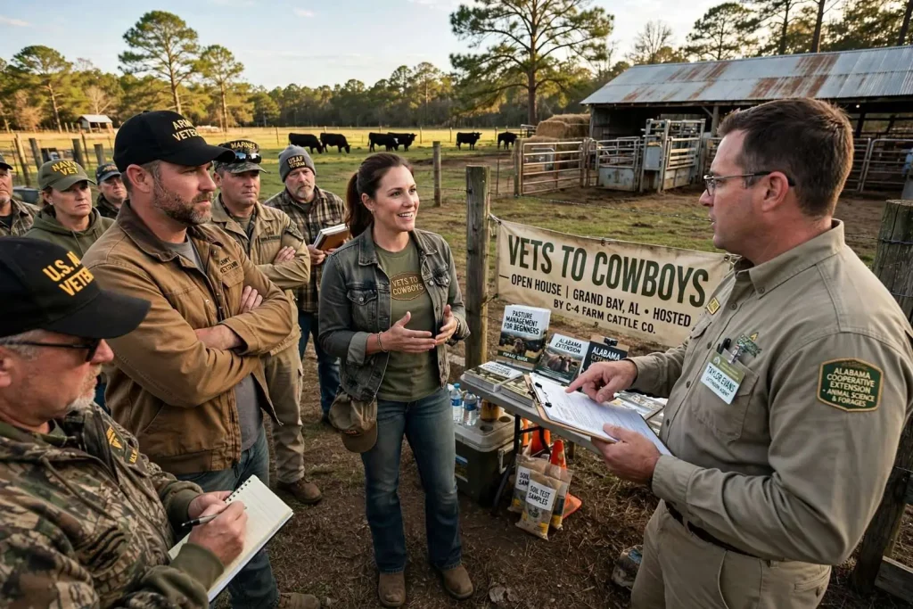 Illustration for the news story: Grand Bay Nonprofit Helps Military Veterans Trade Combat Boots for Cattle Ranching