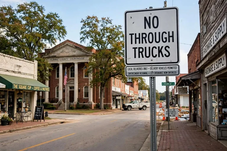 Illustration for the news story: Grove Hill Revives a Forgotten Truck Ordinance as Council Pursues Street and Water Grants