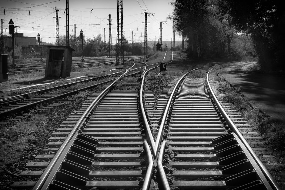Railroad tracks used for passenger rail service