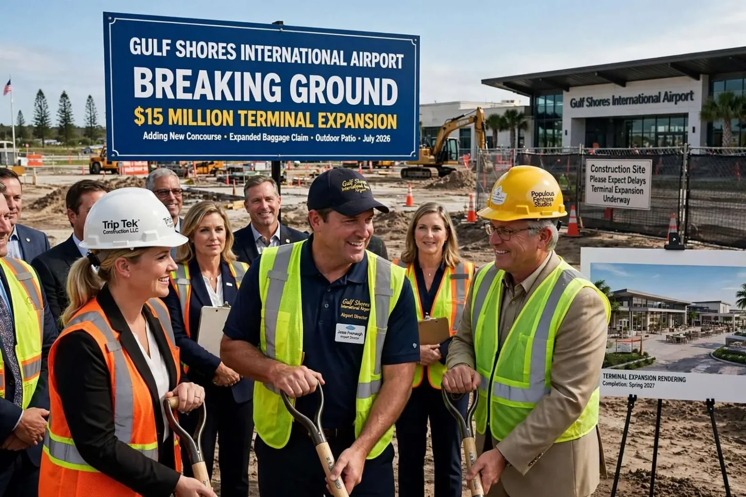 Illustration for the news story: Gulf Shores Airport Breaks Ground on $15 Million Terminal Expansion Just a Year After Opening