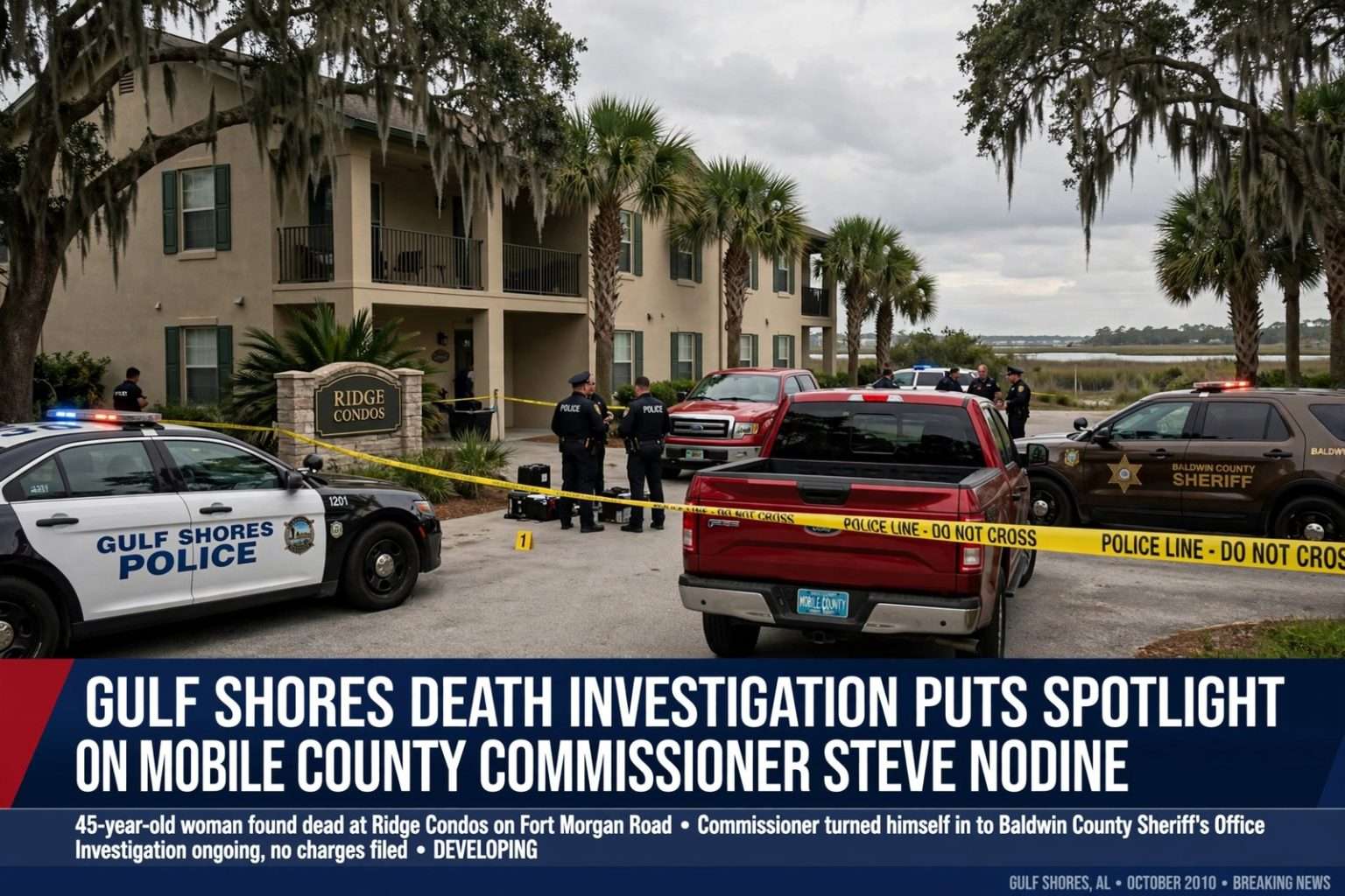 Illustration for the news story: Gulf Shores Death Investigation Puts Spotlight on Mobile County Commissioner Steve Nodine