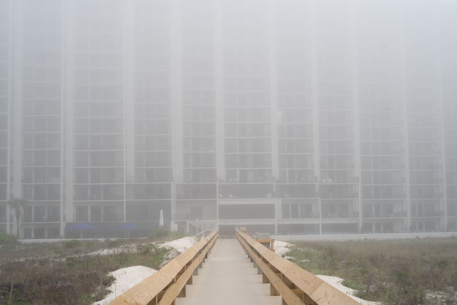 Condominiums along the Gulf Shores and Orange Beach coastline where winter snowbirds stay