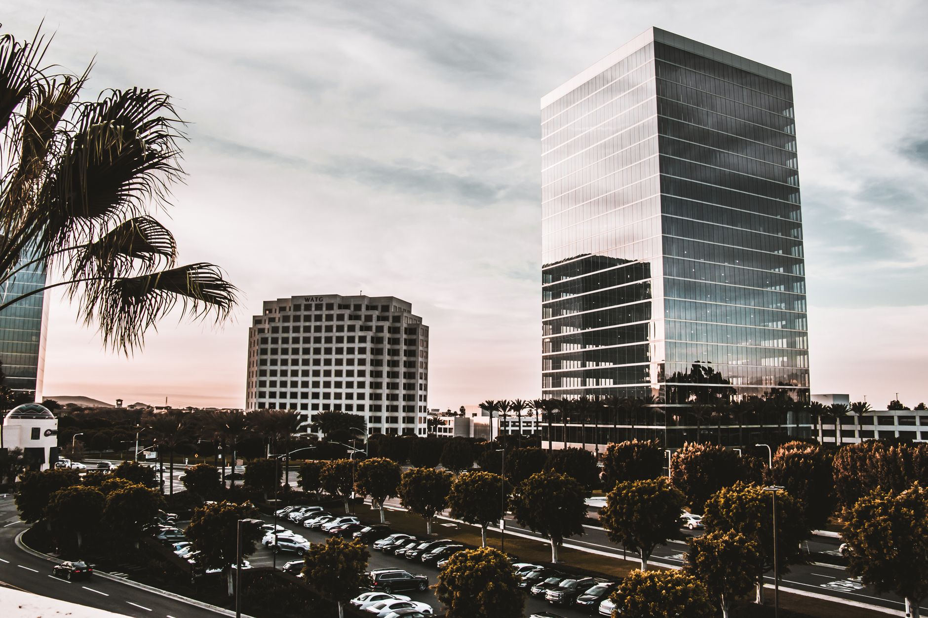 A multi-story downtown office building